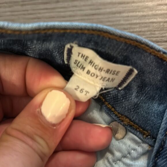 LIKE NEW MADEWELL THE HIGH RISE SLIM BOYJEAN IN MEDIUM WASH NO DISTRESSING 26T - Picture 7 of 9